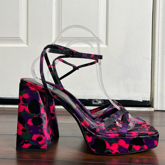 Zara Platform Chunky Satin Sandal Women's 41 Purple Bloggers Favorite New Artsy - Picture 2 of 12